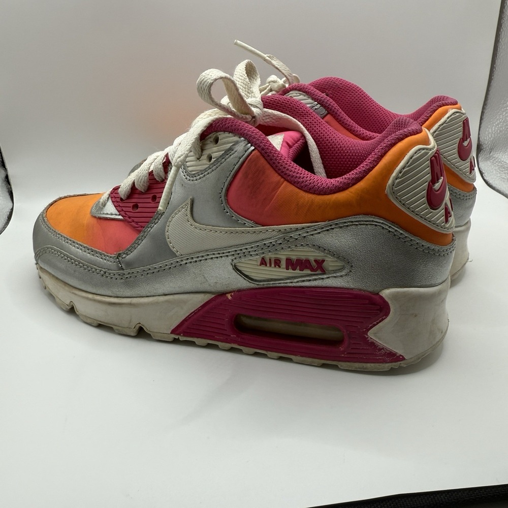 Nike Air Max 90 Pink Orange Silver Athletic Running Shoes Sneakers Youth Size 4 - Picture 6 of 8
